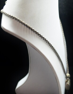 Sterling Silver Gorgeous Chain w/ 14K Gold Striped Pendant