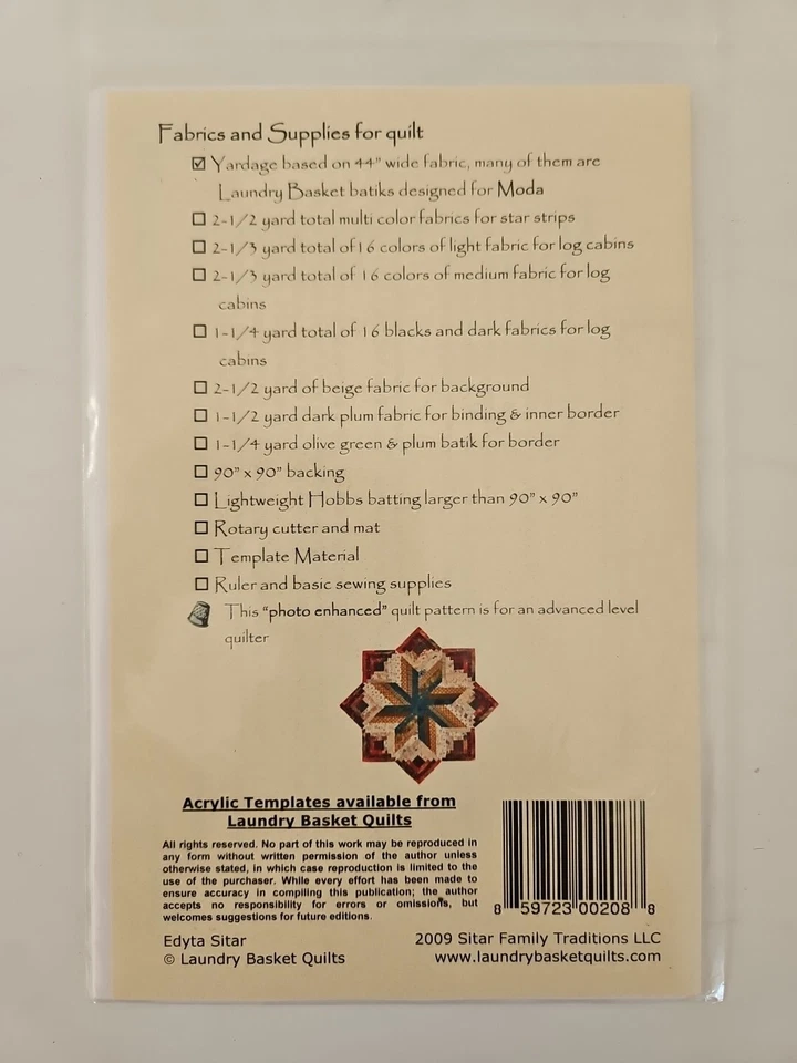 Laundry Basket Quilts ELDON Hexagon String Quilt Pattern LBQ-EL01-P 86"x86" NIP - Image 4 of 4