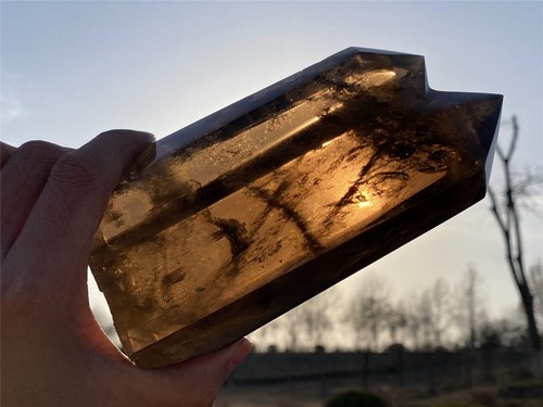 1.01kg Natural Smokey Quartz Obelisk Quartz Crystal Point Wand Tower gem XA5249 - Picture 8 of 13