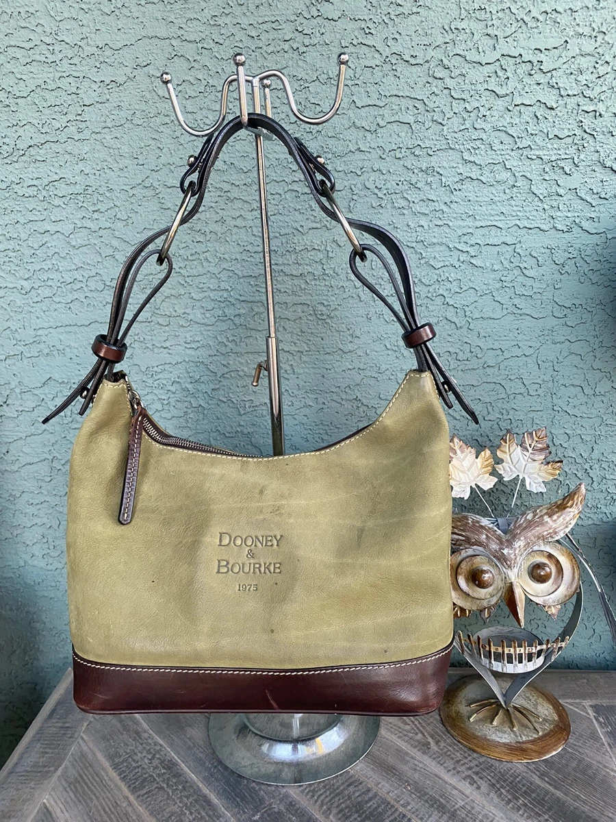 Dooney Bourke Brown olive green soft Leather Hobo Shoulder Bag