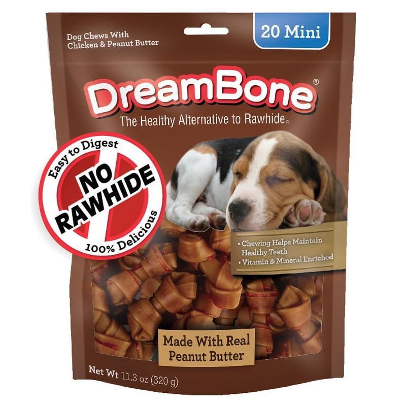 Rawhide-Free Peanut Butter Chicken Chews Mini Bones 20 Count
