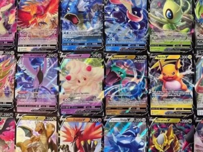 Pokemon Card Bulk lot 100 HOLO/REVERSE HOLO ONLY + 3 ULTRA RARE V/EX/FA
