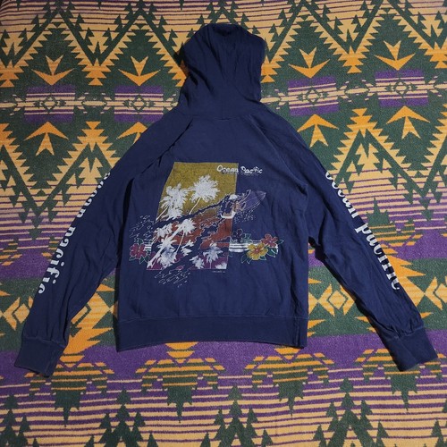 Manteau Vintage Ocean Pacific OP Années 80 - Bleu - Taille XS/S - Capuche Fournie