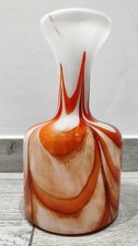 VASO VETRO MURANO OPALINO ARANCIONE/BIANCO VENEZIA VINTAGE STILE POP ART