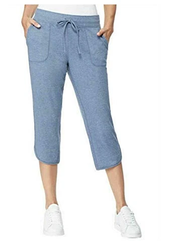 32 DEGREES Pull On Capri Pants, Heather Indigo Coast (X-Large)