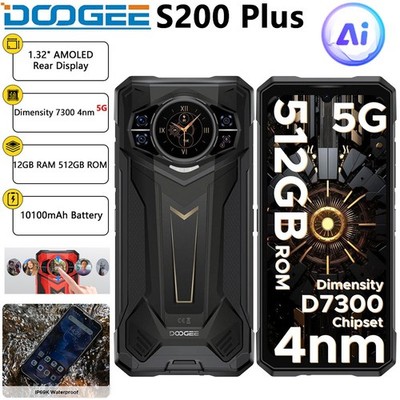 DOOGEE S200 PLUS 5G Rugged Phone Android 14 AI Camera Outdoors IP68 512GB Mobile