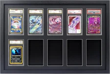 Graded Trading Card Display Case 10 PSA Slabs Sport Football Baseball Wood Frame