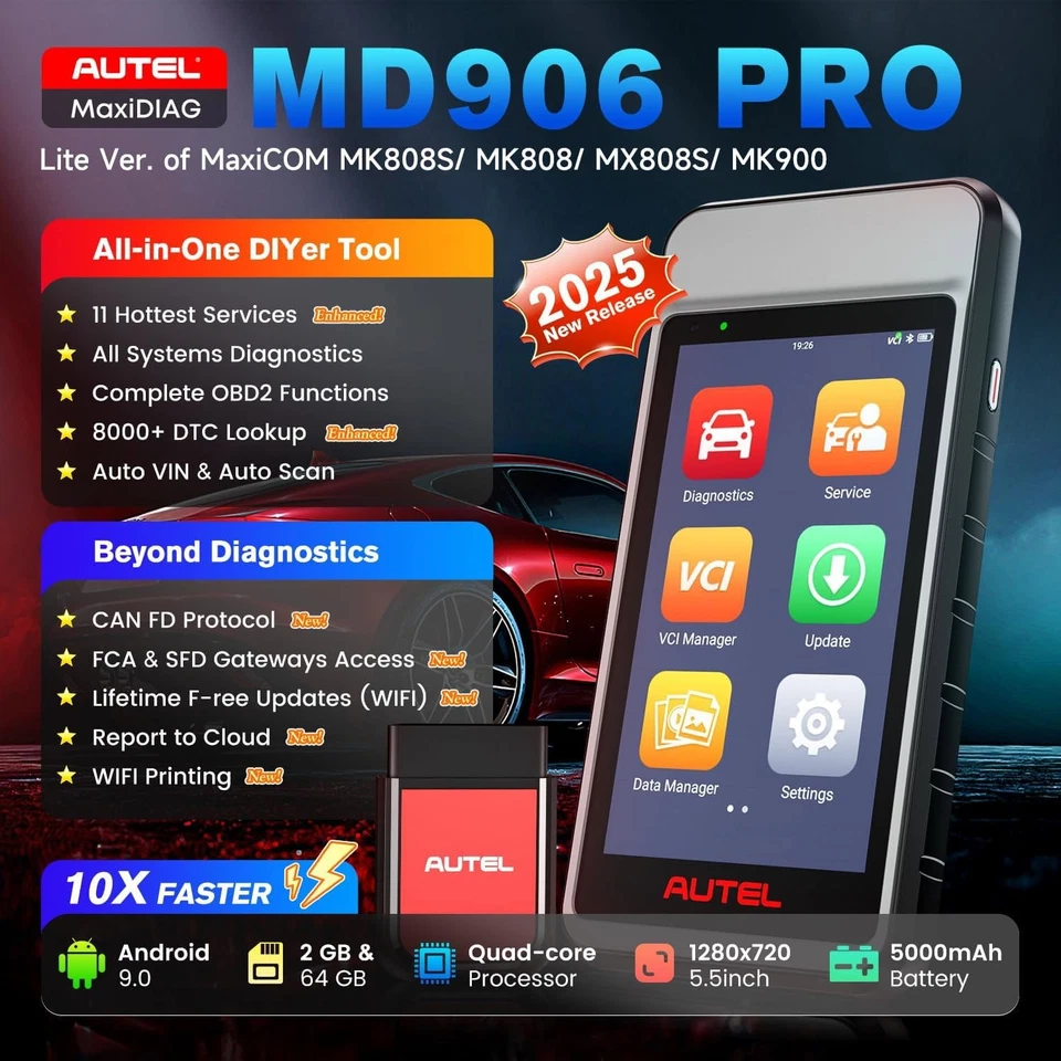 💕2025 Autel MaxiDiag MD906 PRO Bluetooth Car Scanner Service Reset Free Update Foto 4 de 4
