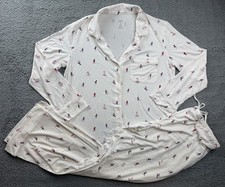 Auden Sleepwear Womens Medium Cream Skiers Cloud Knit Top  Pants Pajama Set