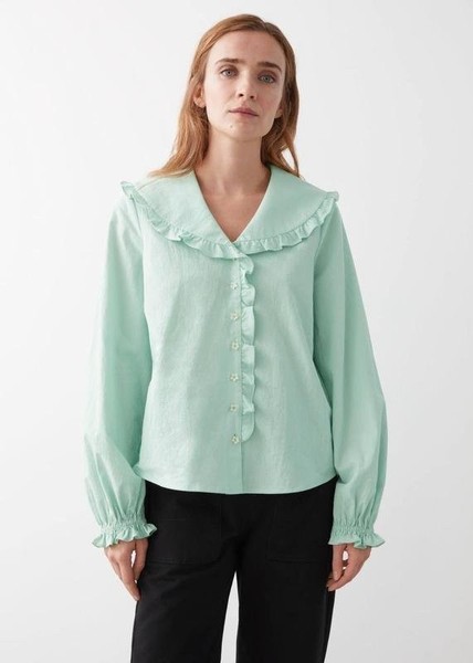 Women & Other Stories Shirt Turquoise Cotton 34 /