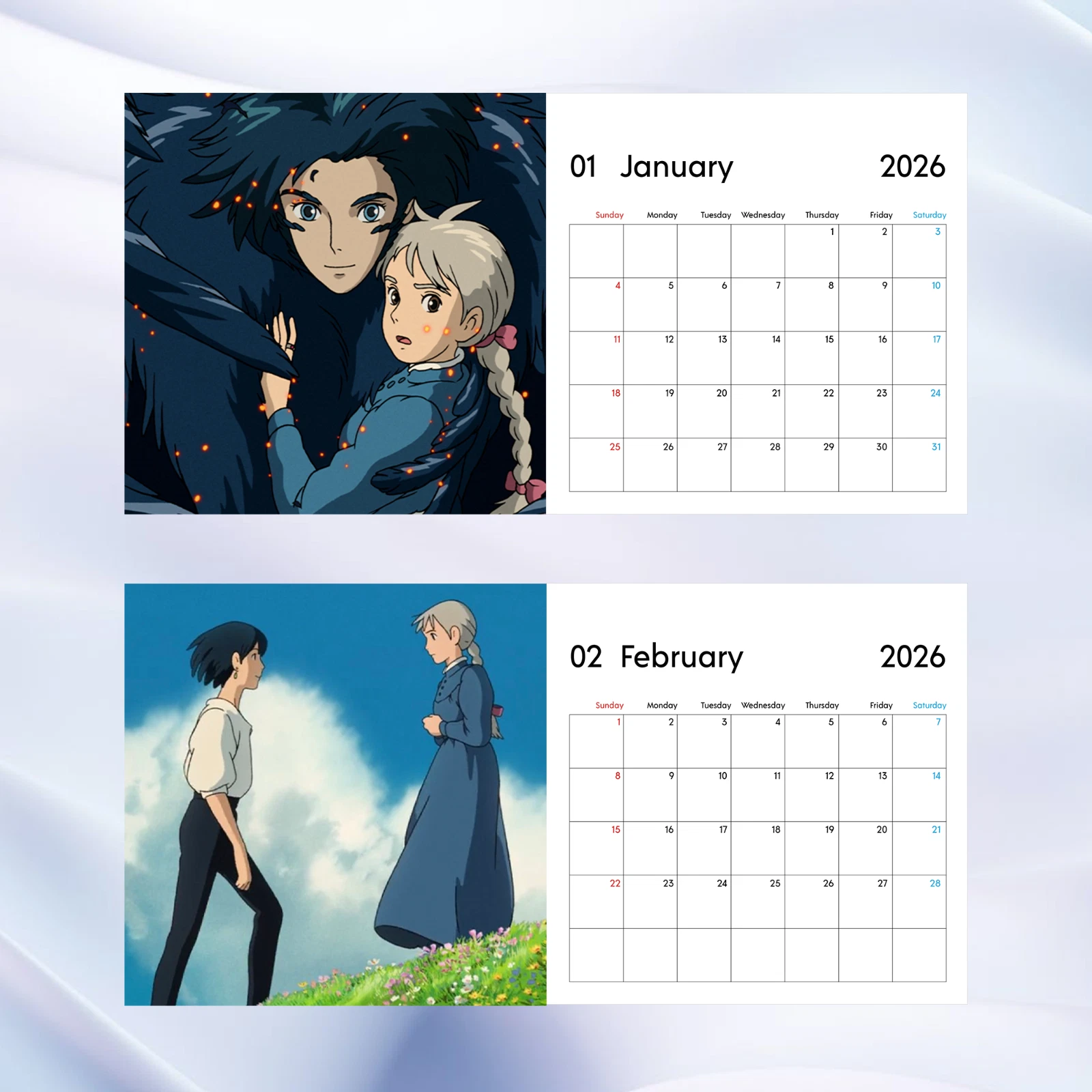 Howl's Moving Castle 2026 Wall Calendar, Studio Ghibli Anime Art