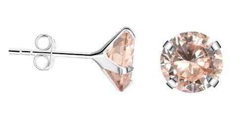 925 Sterling Silver Citrine Zircon Stud Earrings November Birthstone 5mm