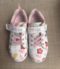Disney Lilo Stitch Tropical Print Sneakers Kids Size 13 Hook Loop Strap