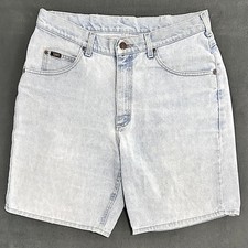 Vtg 90s Lee Bermuda Jean Shorts Women’s 34 High Rise Mom Light Wash Blue Denim