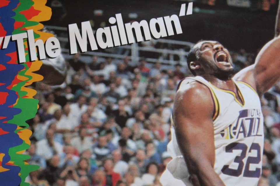 Vintage 1993 "The Mailman" Karl Malone Utah Jazz I LOVE BASKETBALL Poster 19x24 - Image 3 of 4