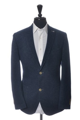 Bugatti Navy Blue Textured Birdseye Jersey Jacket 34206