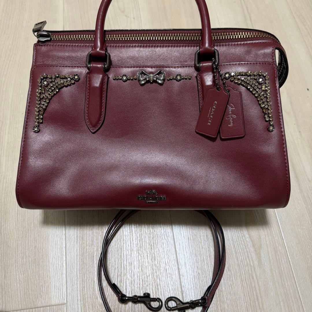 Coach Selena Gomez Collaboration Shoulder Bag Bordeaux Leather 20cm  Coach Sele