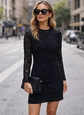 NWT Theory Louise Clio Lace Dress Unlined Beach Coverup Sizs 0 XXS Black NO SLIP