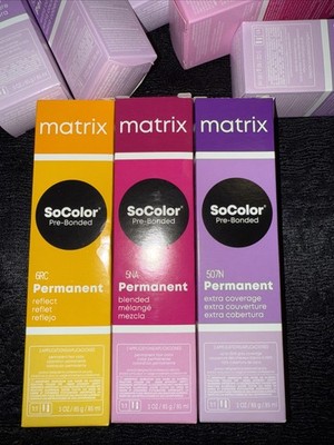 Matrix SoColor Pre-Bonded Permanent Hair Color  3oz Tubes Lot Of 11 Boxes NEW