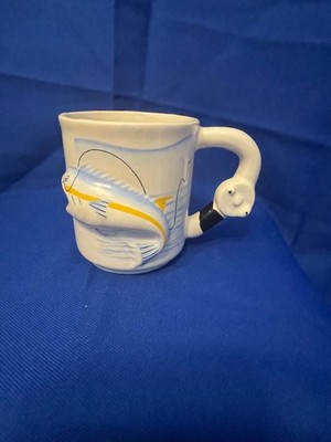 Emson 3D fishing mug, ceramic/porcelain vintage 1980s the fisherman's mug
