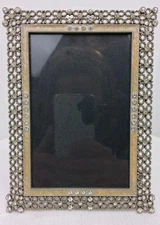 Clear Rhinestone Fetco Home Decor Picture Frame Yellow Border Metal  4X6 