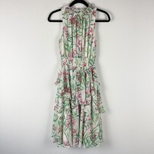 Eliza J Floral Ruffle Tiered Dress Womens 4 Chiffon Sleeveless Smocked Whimsy