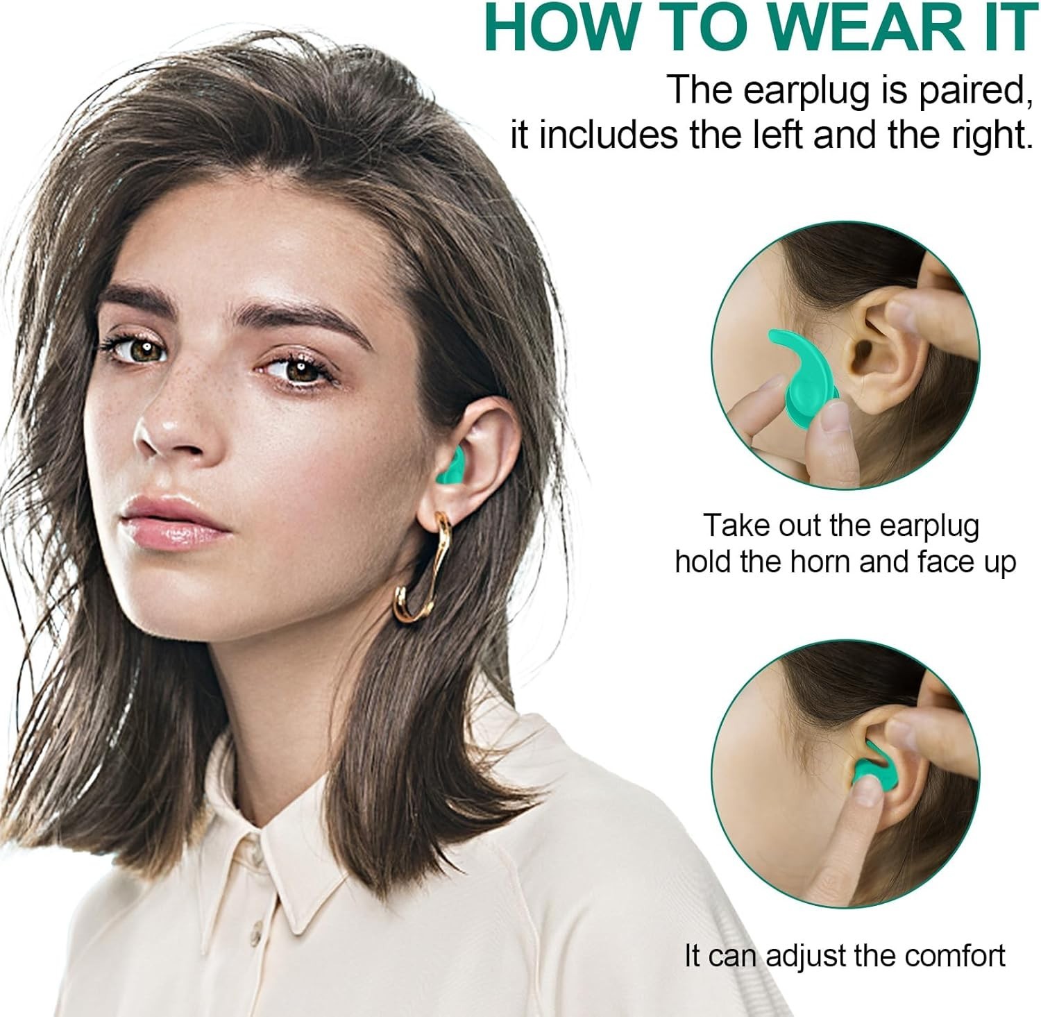 Lightweight Silicone Ear Plugs for Swimming, Surfing & Snorkeling - 3-Pair Set