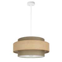 Pendelleuchte Esszimmer Stoff Weiß Beige E27 Ø 40 Cm HäNgelampe Wohnzimmer Flur