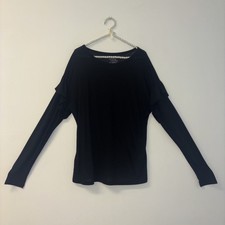 Black Shirt Sz L y2k Stretchy Flounce Sleeve Whimsigoth Spring Flowy Basic