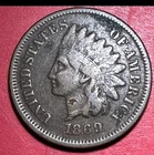 1869 "9" Over "8" US Indian Head Cent! FINE/VF Details! SCARCE! Old US Coin!