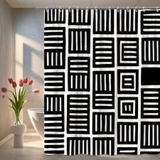 Black and White Pattern Shower Curtain - Modern Design for Bathroom