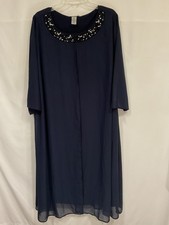 Catherines 3X Blue Long Sleeve Mother Of The Bride/Groom Gown Beads NWT