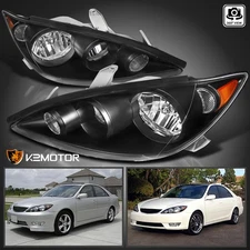 Fits 2005-2006 Toyota Camry Black Headlights Lamps Assembly Left+Right 05-06