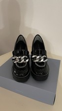 Antonio Melani Black Patent Platform Heel Loafer Silver Buckl 6