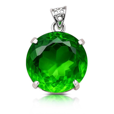 78.33 Ct Green Topaz Round Cut Pendant Sterling Silver Pendant Gemstone Jewelry
