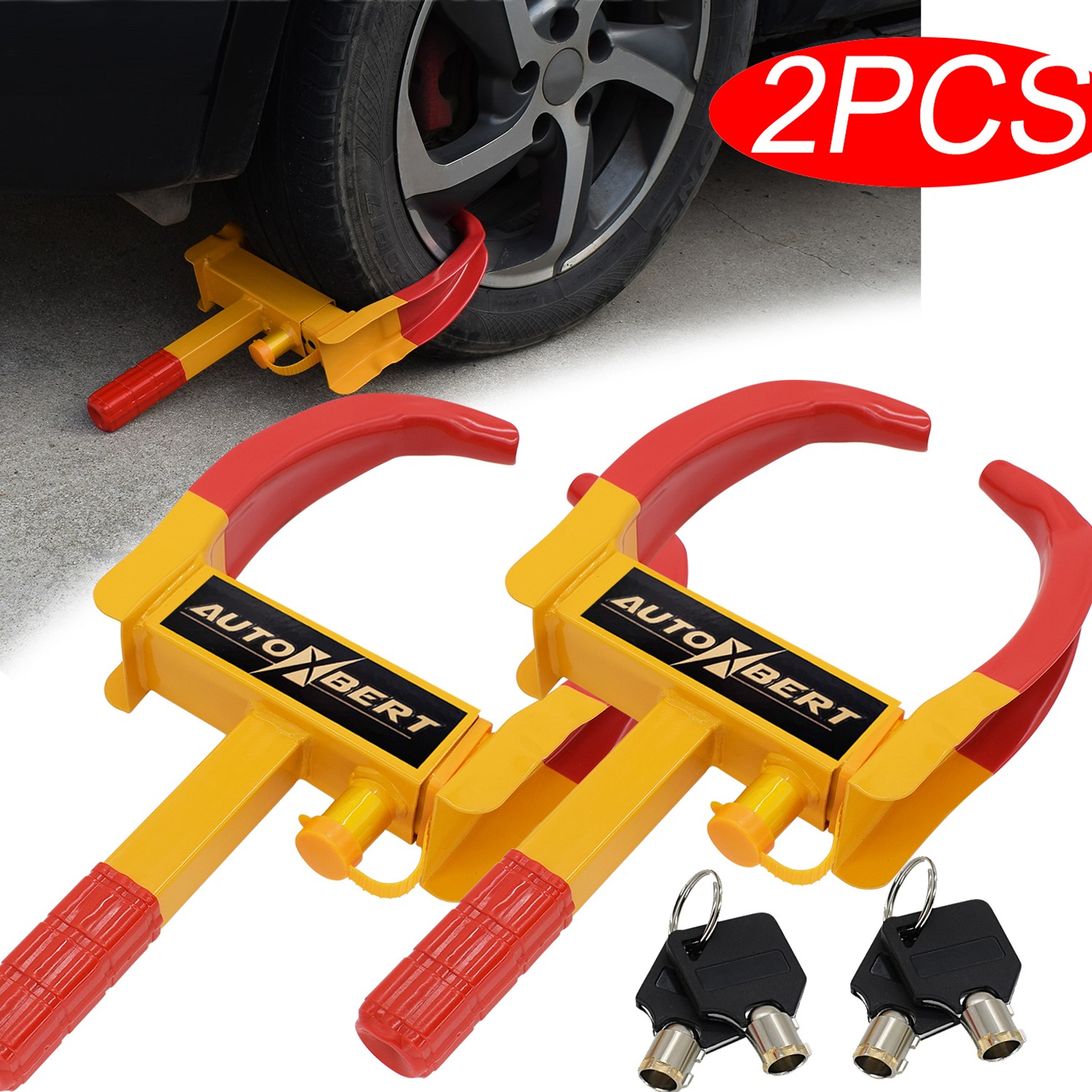 2PCS Anti Theft Car Van Safety Lock Tire Wheel Clamp Heavy Duty Caravan Trailer
