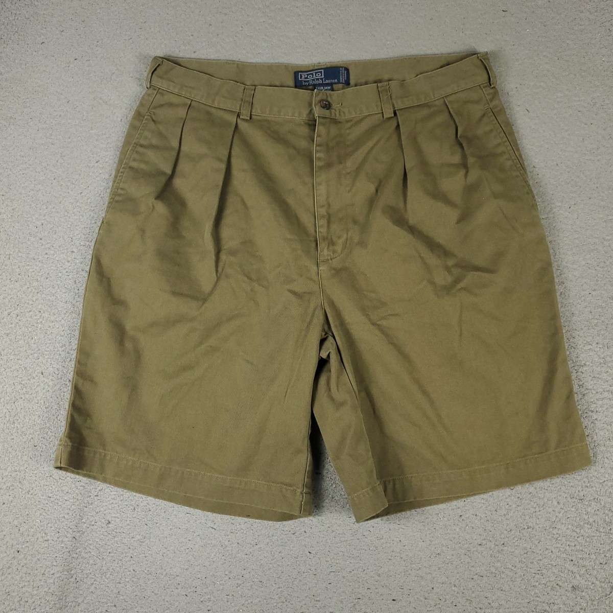 Ralph Lauren Shorts Mens Size 36 Olive Tyler Pony Casual Pleated