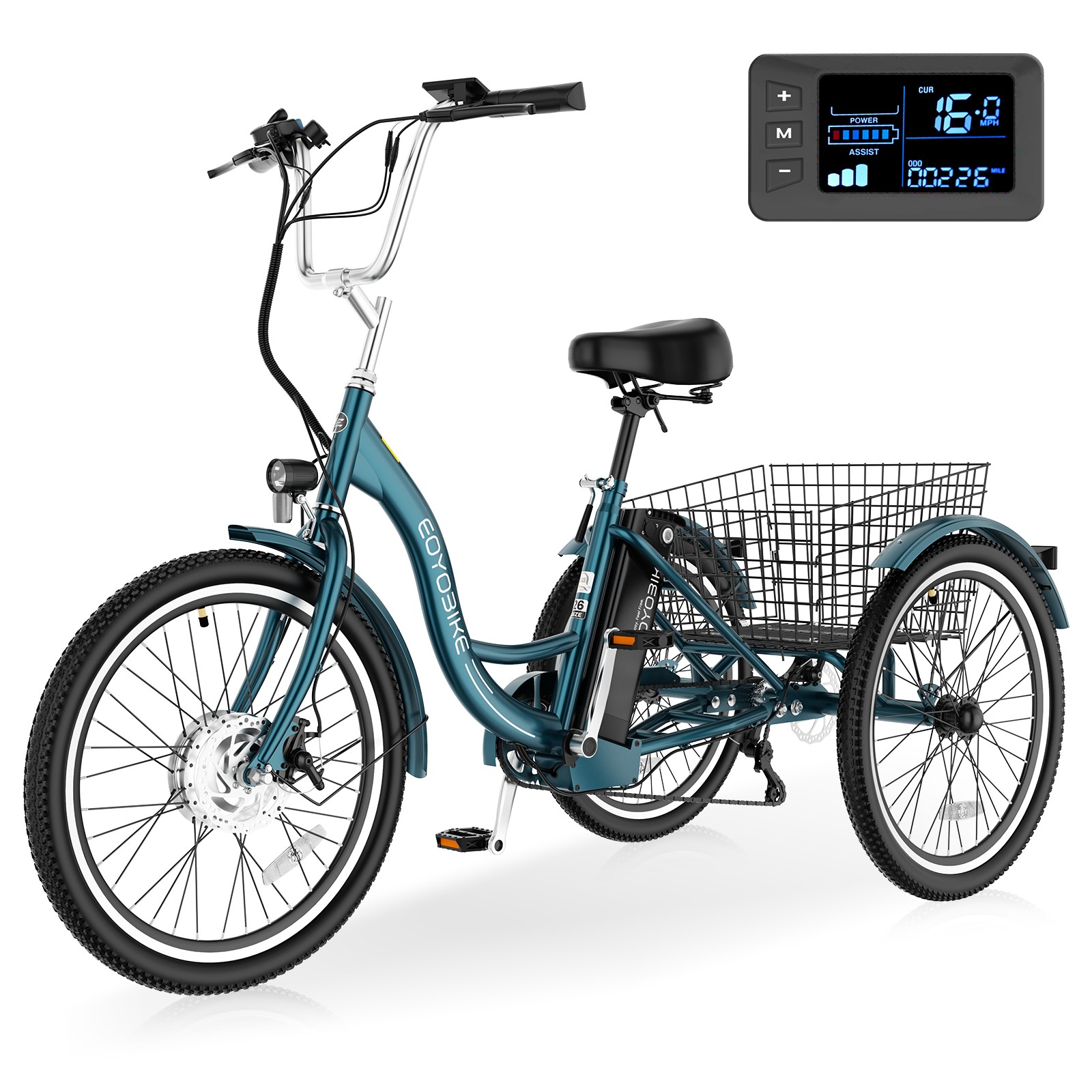 NAIZEA 24" 26&rdquo; Adult Electric Trike Tricycle 350W 36V  Lithium Battery w/ Basket