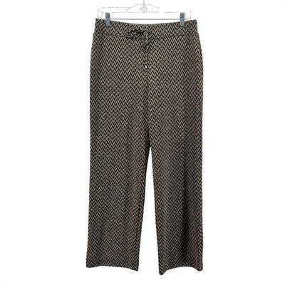 Soho Apparel Chevron Knit Pants Women MEDIUM Brown Herringbone Retro Academia