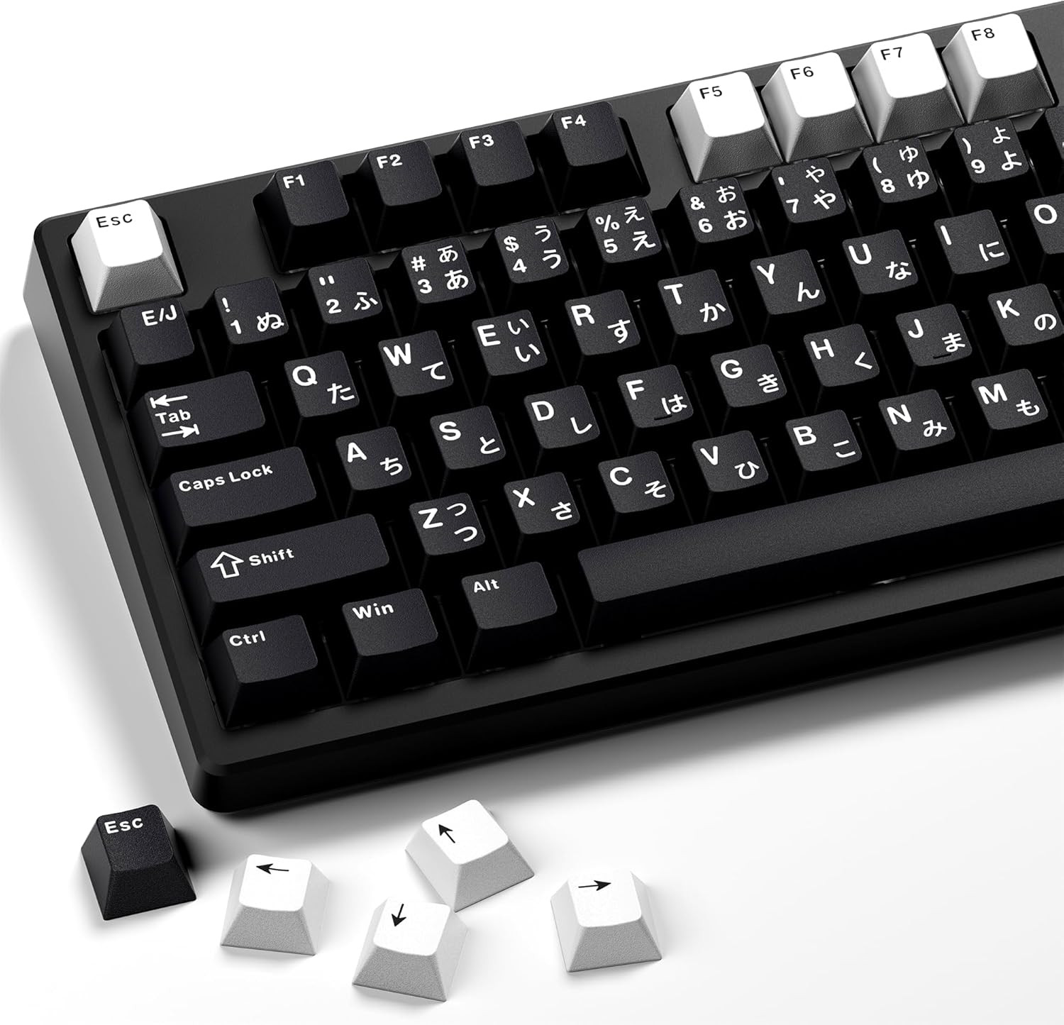 XVX Black Japanese Keycaps, Double Shot PBT Keycap Set, 146 Keys Cherry Profile 
