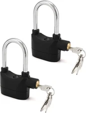 QWORK Alarm Lock, 110 dB Anti-Theft Security Padlock, 2 Pack Door Motorcycle Bic