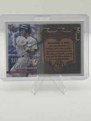 2003 Upper Deck Magical Performances Derek Jeter Yankees Wood Plaque Card /50