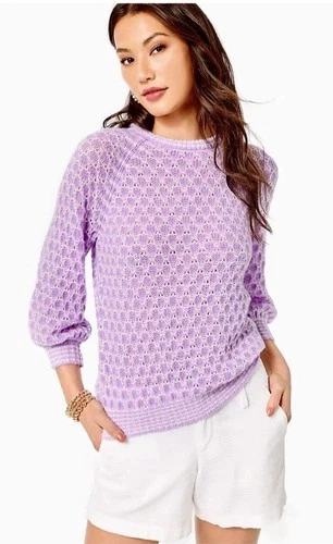 Lilly Pulitzer Corabelle Sweater Purple Iris Honeycomb NWOT Size S - product listing photo