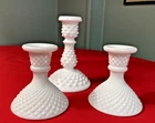 3 Vintage Milk Glass Candlesticks, an Elegant Table Accent