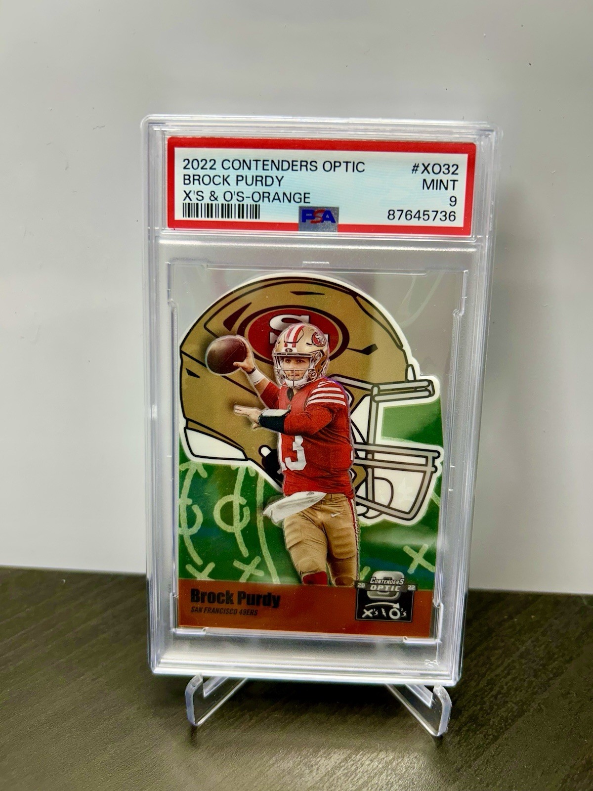 Brock Purdy 2022 Contenders Optic X’s & O’s Orange /50 Rookie PSA 9