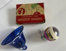 VTG Ornaments Irwin Plastic Bell, Glass Ball, Hangers Box 40s, 50s, 60s Lot of 3
