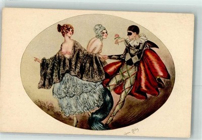 13940052 - sign. Jean Gilles - Maskenball Erotik Italien Gravure 1961 AK