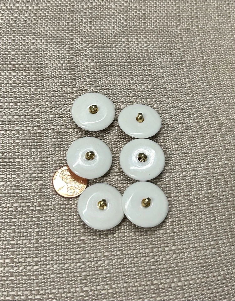 6 botones de costura de vástago dorado y blanco brillante de 1 pulgada Foto 2 de 2
