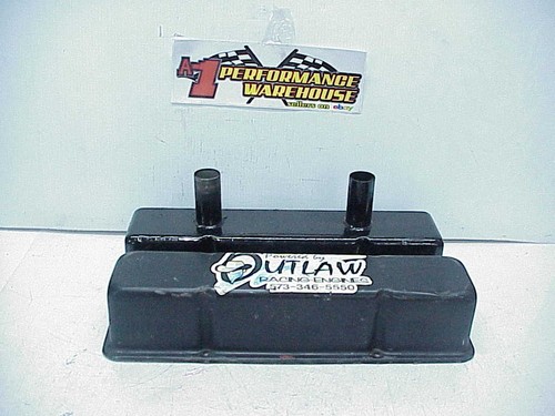 Pair of Tall Valve Circle Track Covers with Breather Tubes for SB Chevy