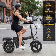 560W Motor Folding Electric Bike for Adults and Teens 24MPH Speed 48V 10AH Ebike